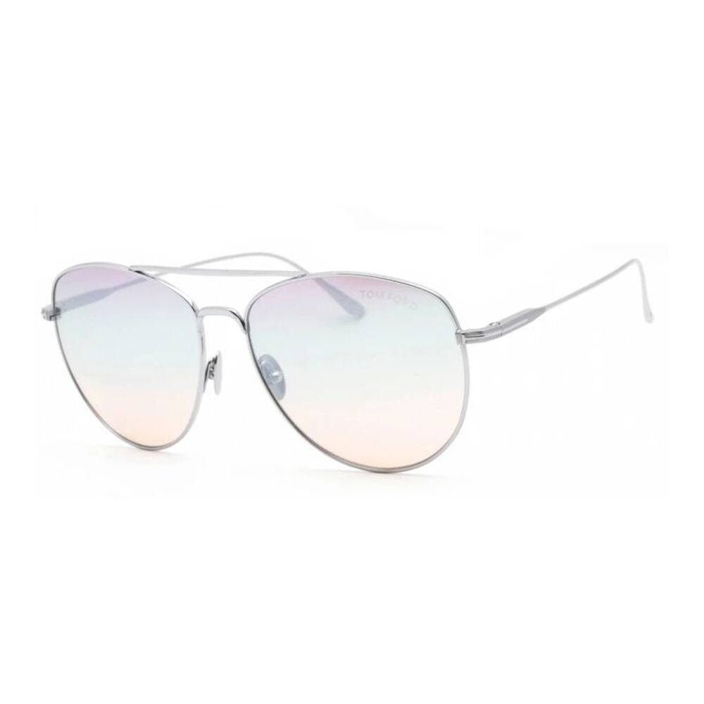 Tom Ford Sunglasses Aviator Full Rim, Shiny Palladium Frame and Purple Gradient